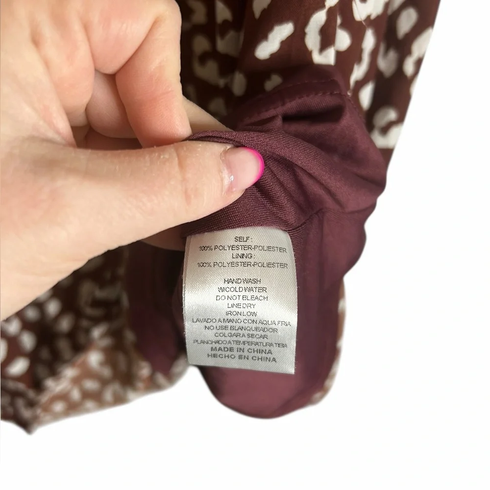 &merci Brown & White Leopard Ruffle Short Sleeve Swing Dress Women’s Sz Small - Picture 9 of 13